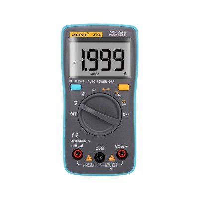 ZOYI ZT-98 2000-count digital multimeter front view with LCD display