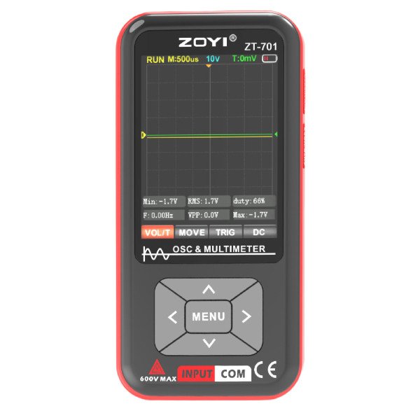 2-in-1 Handheld Oscilloscope & True-RMS Digital Multimeter – 10MHz (ZT-701)