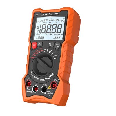 ZOYI ZT-1000R handheld multimeter measuring AC voltage with red and black test leads