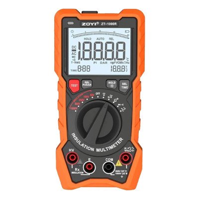 ZOYI ZT-1000R digital multimeter close-up showing large backlit LCD