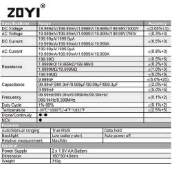 ZOYI ZT-219 | True-RMS Digital Multimeter + Temp