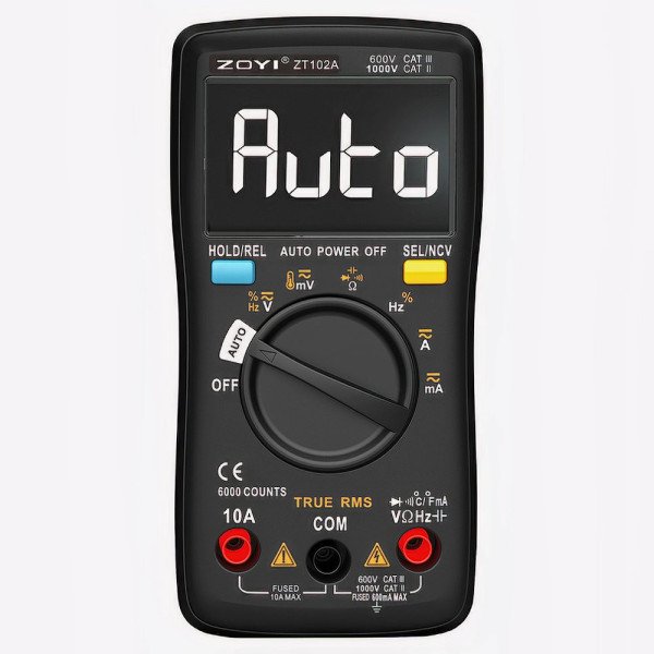 6000-Count True-RMS Digital Multimeter with Thermocouple Temperature Probe (ZT-102A)