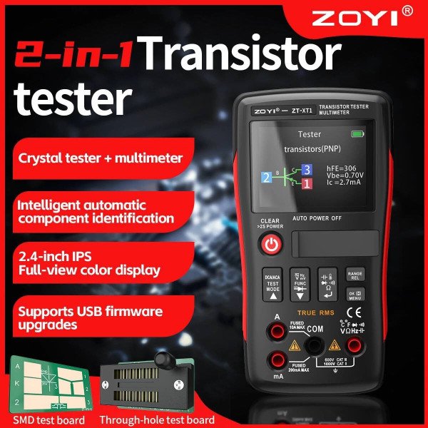 ZOYI ZT-XT1 2-in-1 High Precision Digital Multimeter Transistor Tester Voltage Resistance Diode Continuity Test Meter