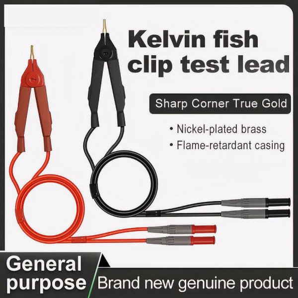 4-Wire Kelvin Test Leads for LCR Meters, ESR Testing, Battery Internal Resistance & Capacitance