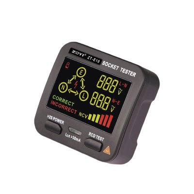 ZOYI E10 receptacle tester with non-contact voltage (NCV) detection