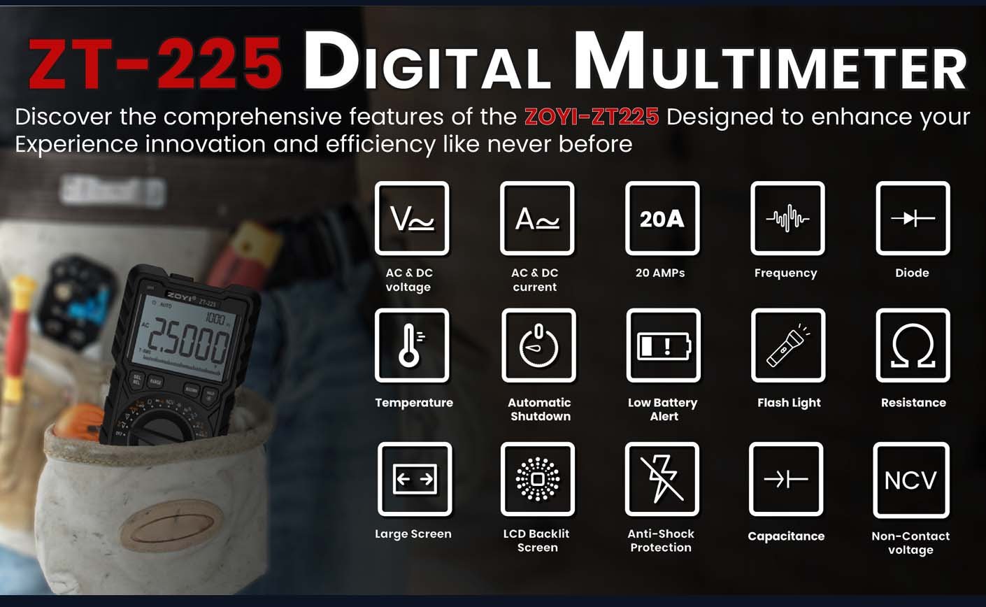 ZOYI ZT-225 – High-Precision 25,000-Count True-RMS Digital Multimeter