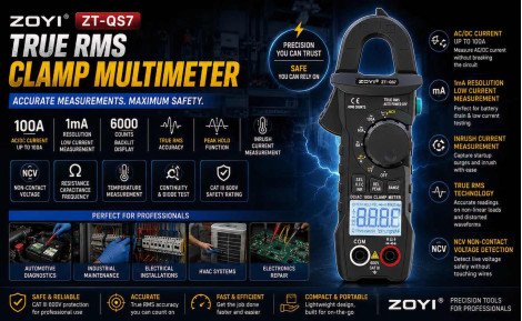 ZOYI ZT-QS7 Review – Compact True-RMS AC/DC Clamp Meter for Electricians