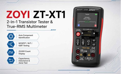 ZOYI ZT-XT1 Review – 2-in-1 Transistor Tester and True-RMS Digital Multimeter