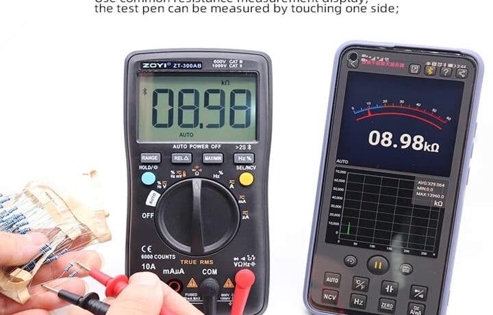 Digital Multimeter showing using with Bluetooth