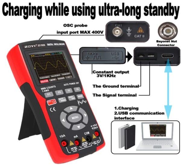 Oscilloscope Multimeter how to charge