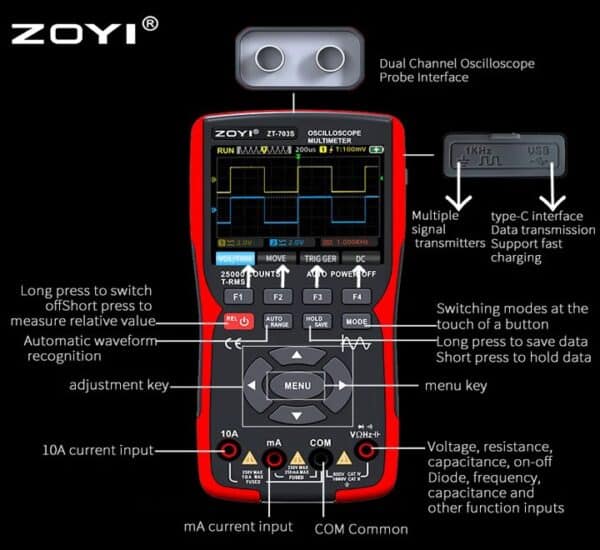 Oscilloscope Multimeter ZOYI ZT-703S (3 - 1) Multimeter