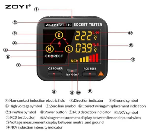 ZOYI ZT-E10 Socket tester
