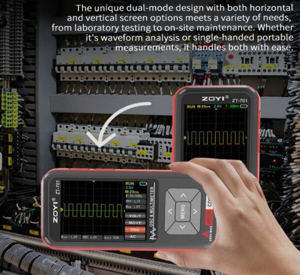 Digital oscilloscope multimeter rotatable screen