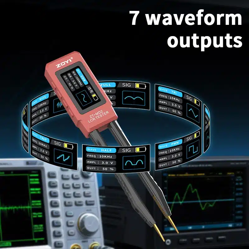 ZT-MD2 LCR tweezers OLED display showing measurement values
