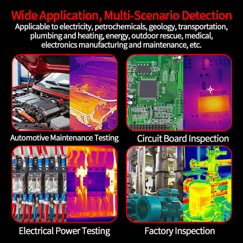ZT-R02 thermal imaging multimeter showing 96×96 infrared heat map on screen